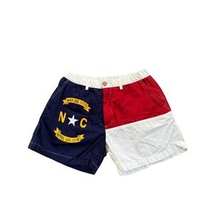 Chubbies North Carolina Flag Shorts Mens Medium Elastic Waist Casual Preppy